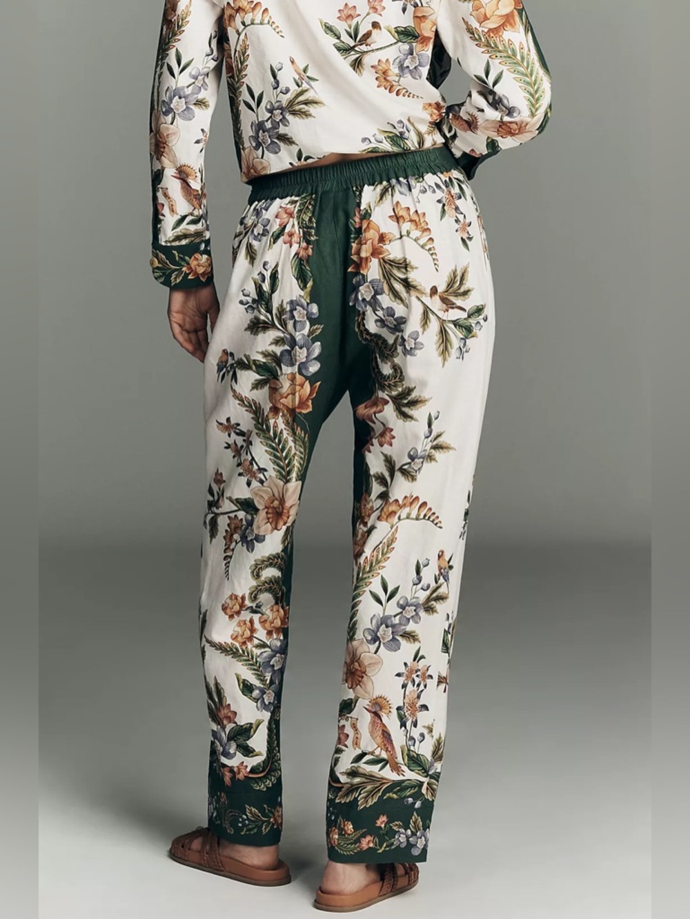 FARM Rio Sand Nature Scarf Linen Blend Straight Leg Pants Size Large NWT - Picture 7 of 15